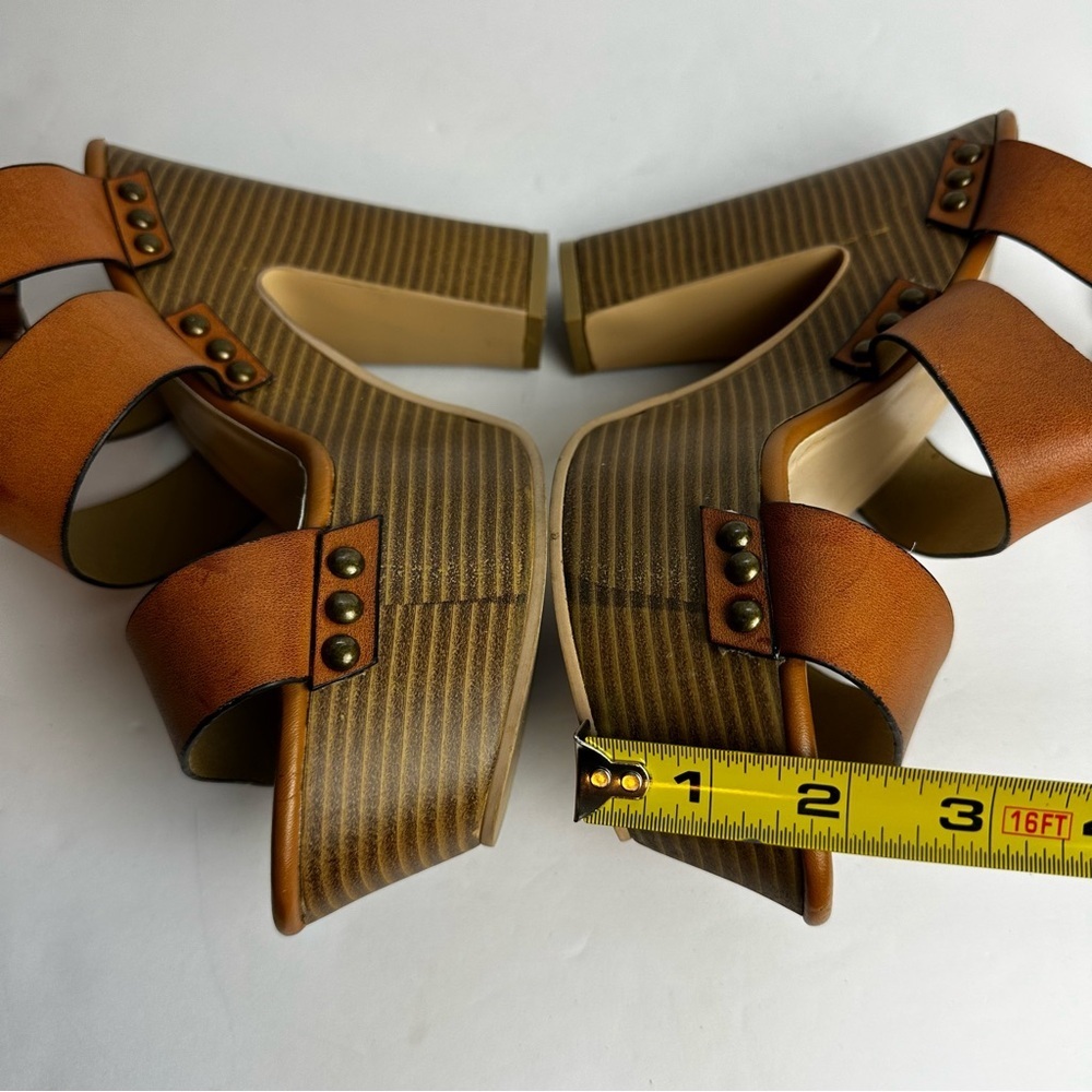 Just Fab Heathanne Platform Sandals Women's Size 9 EU 40 UK 7 Brown Shoes Strap - Picture 5 of 9